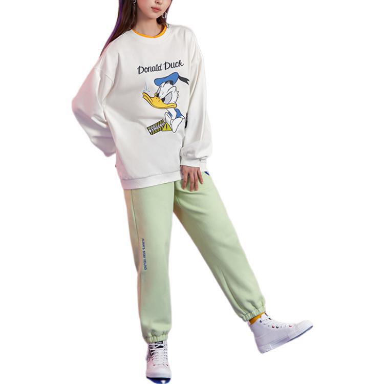 Li Ning X Disney Collaboration Sports Lifestyle Series Cartoon Pattern Printed Crew Neck Pullover Long Sleeve Sweatshirt Women Sweatshirt AWDS596-1