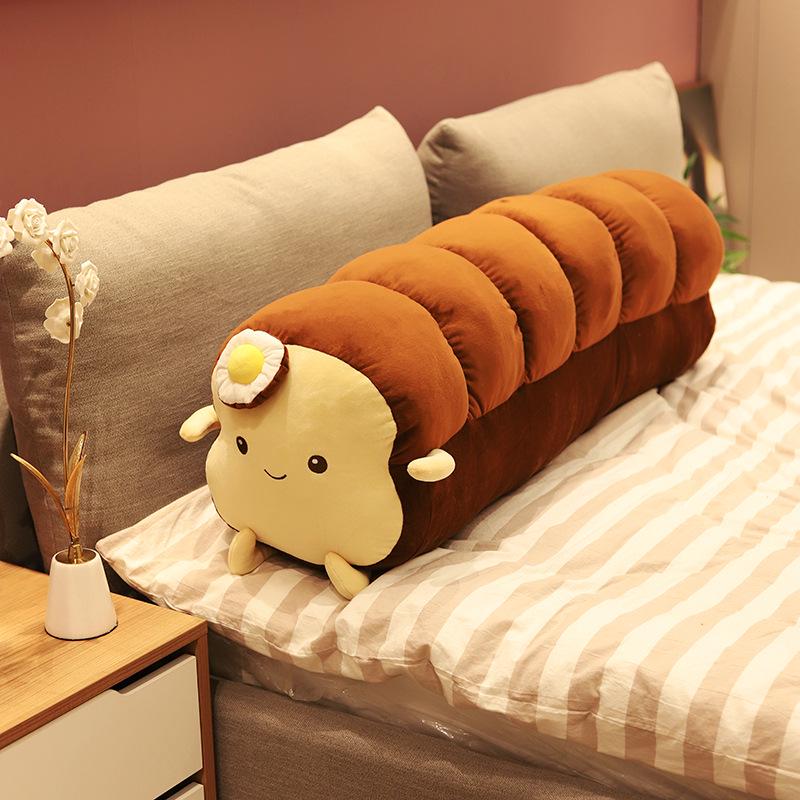 Cuscino Peluche Creativo Uovo Fritto su Toast: Cuscino a Forma di Striscia Lunga per Abbracciare per Ragazze