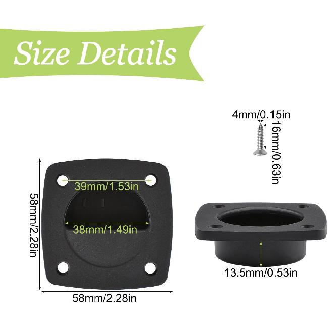 Recessed Sliding Door Handle, 8PCS Black Nylon Flush Pull Handle Hidden Concealed Recessed Sliding Door Pull Handles Closet Knob Flush Finger Cabinet