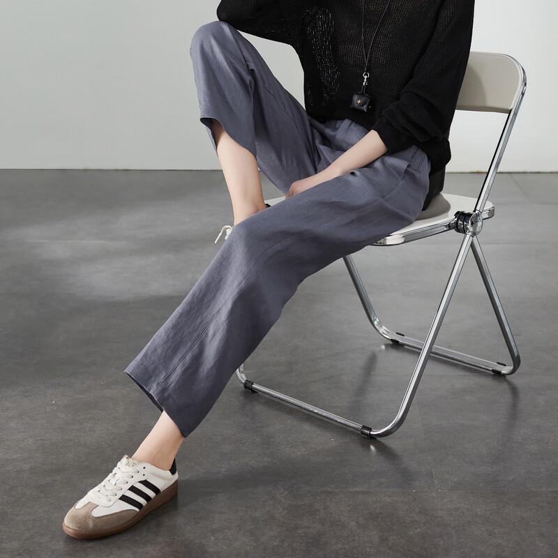 SOFSIL Women's Linen Straight Leg Cropped Pants