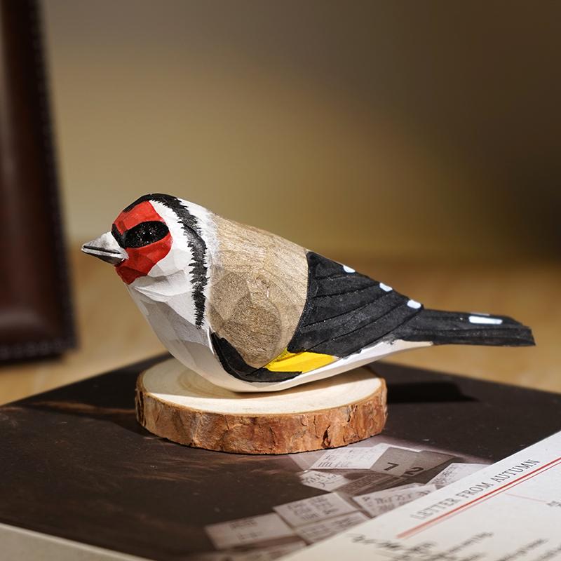 Hand Carved Wooden Bird Cute Sparrow Parrot Chickadee Animal Desktop Decor Original Wood Style