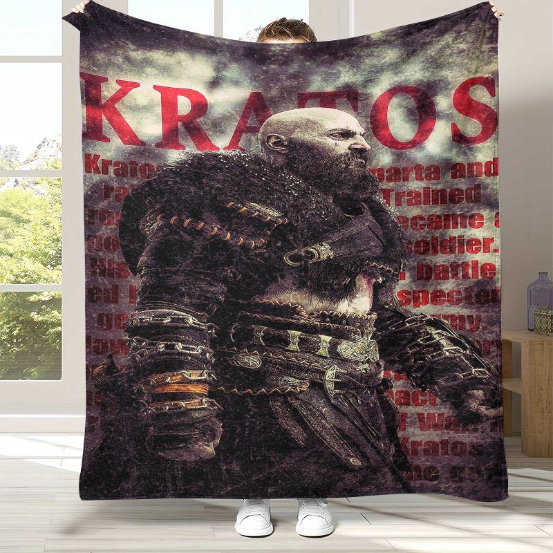 Classic God of War Games Kratos Flannel Blanket,Ultra Soft Plush Throw for Home Bedroom Bed Sofa Cover Office Camping Picnic