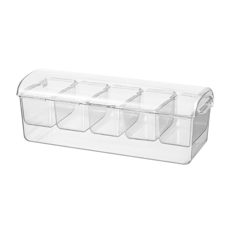 5-Compartment Food Preservation Box Ice Compartment Food Storage Box Refrigerator Storage Box Transparent Kitchen Storage Box