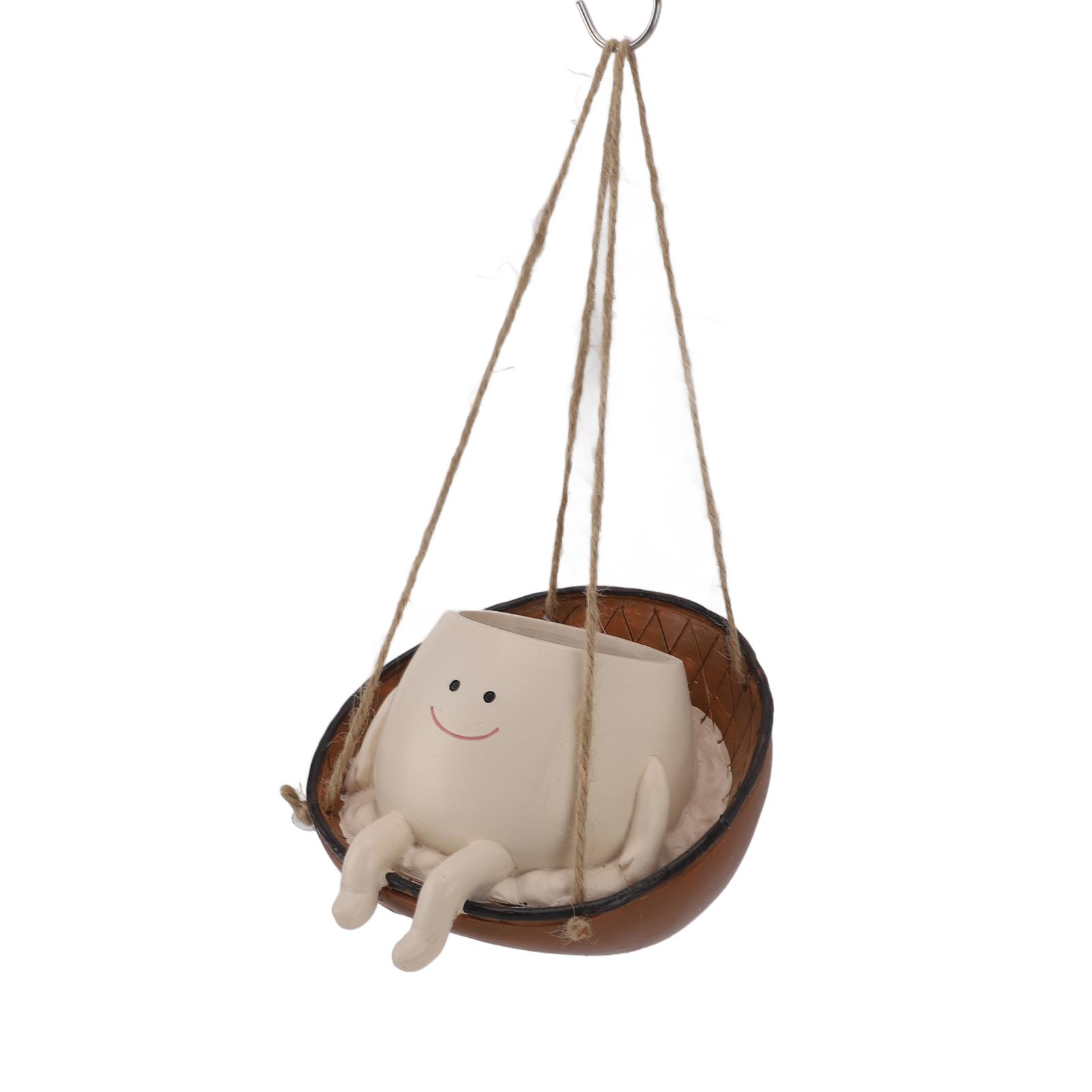 

Swing Face Planter Pot Multipurpose Cute Innovative Decorative Hanging Resin Flower Head for Indoor Outdoor Plants