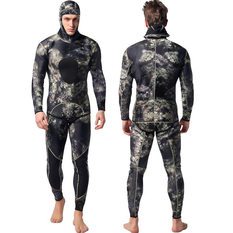 

WEZHO Men s Camouflage Two-Piece Hooded Wetsuit