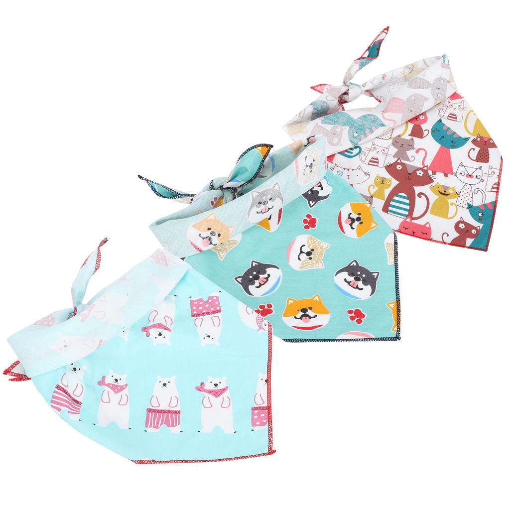 3pcs Pet Dog Bandana Washable Puppy Cat Neck Scarf Collar Triangle Neckerchief Supplies L