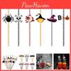 Halloween Spider And Pumpkin Straw Decorations Set Of 24pcs
