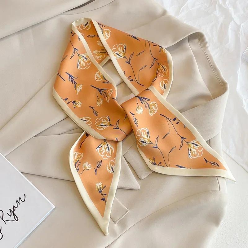 Fashion Print Hair Ribbon Scarf Women Neck Tie Bag Scarfs Satin Silk Skinny Headscarves Ladies Foulard Floral Bands 2026 New