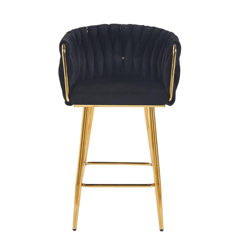 H7-FX (G) Velvet Black Stool (gold Frame)