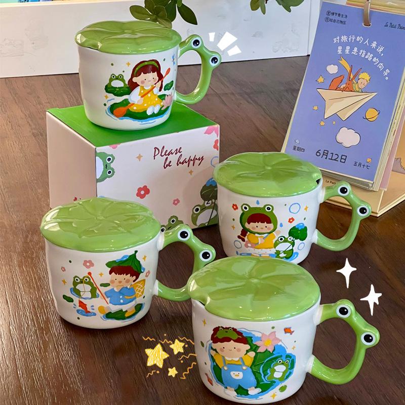 Hochwertiges Geburtstagsgeschenk niedliche Karte Frosch Junge Keramiktasse für Jungen und Mädchen und Kinder Souvenir Geschenkbox