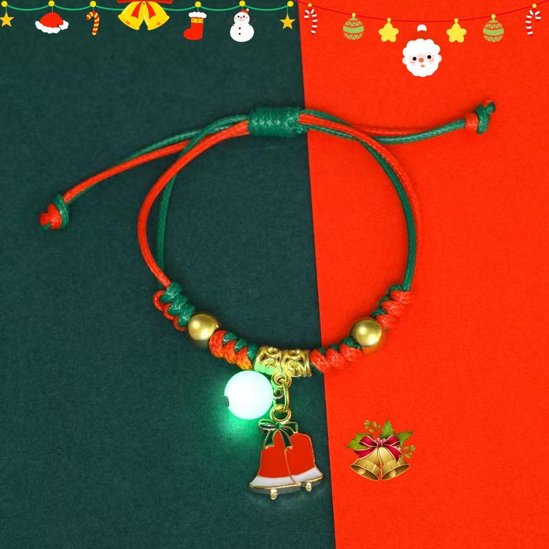2025 Trendy Christmas Pendant Hand Rope with Santa Claus and Bell
