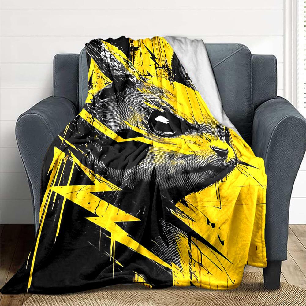 1PC Pikachu Blanket Soft Warm All Season Throw for Sofa, Bed, Car, Office Vibrant Colorful Design, Durable & Cozy Gift