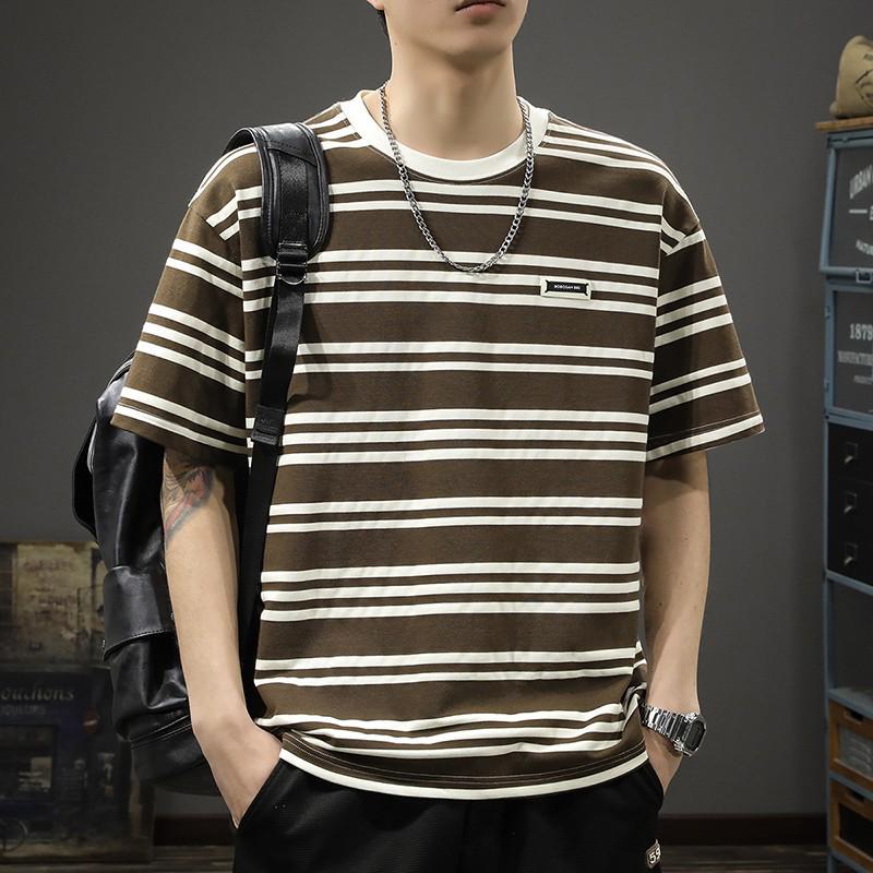 2024 Men's Plus Size Striped Short Sleeve Sailor T-shirt - American Casual