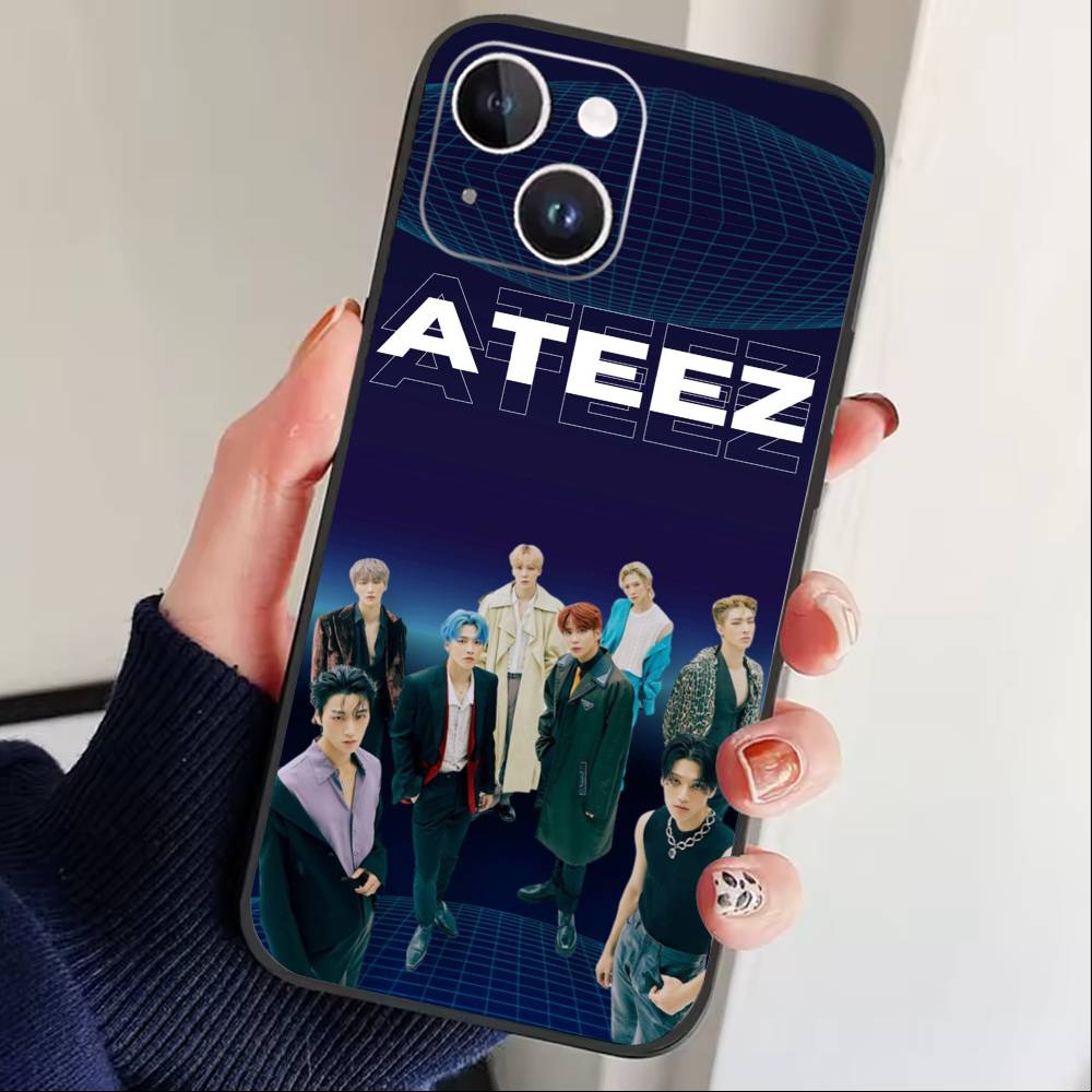 Hot Y-ATEEZ Kpop Phone Case For iPhone 16,15,14,13,12,17,Pro Max,Plus Silicone Black Case iPhone11PROMAX