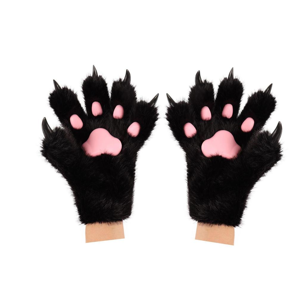 Halloween Cat Paw Plush Gloves for Cosplay