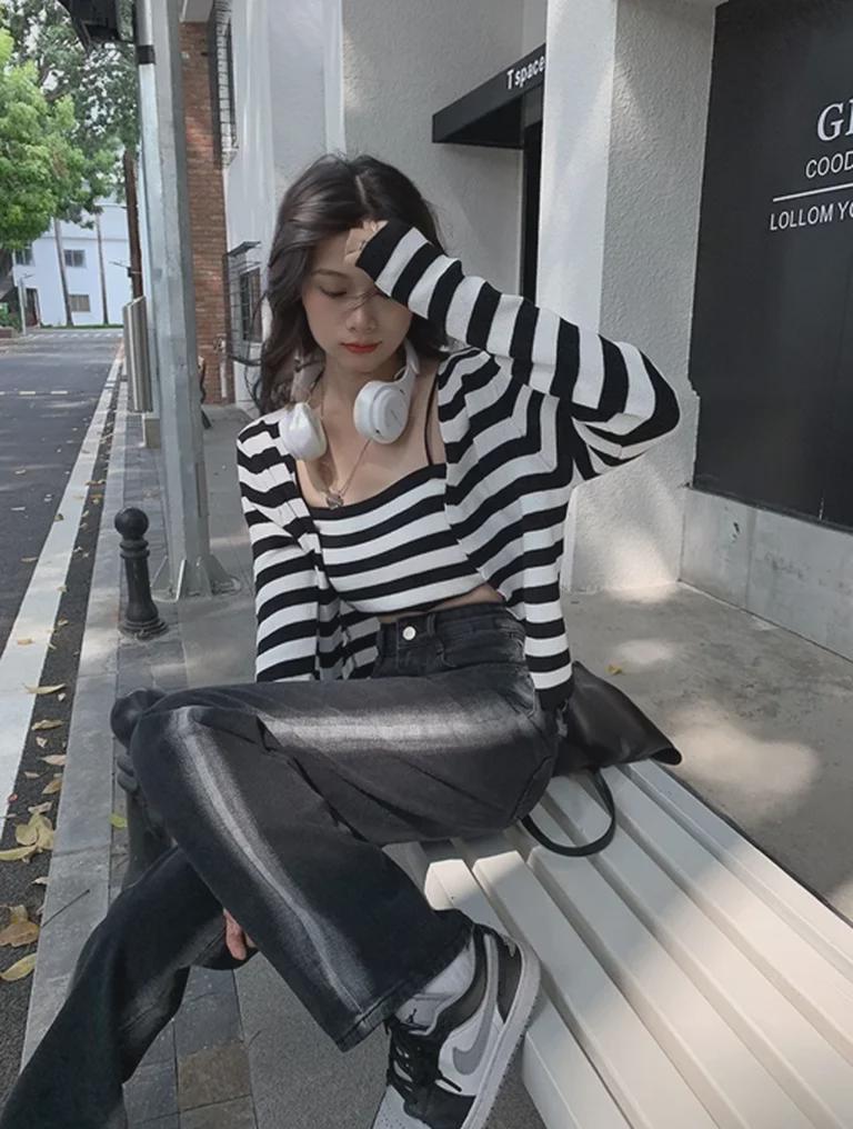 Women's Black High-Waist Straight Wide-Leg Jeans - Spring/Summer 2022 Trendy Versatile Loose Fit