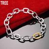 925 Sterling Silver Interlocking Side Chain Simple Bracelet Gift Jewelry
