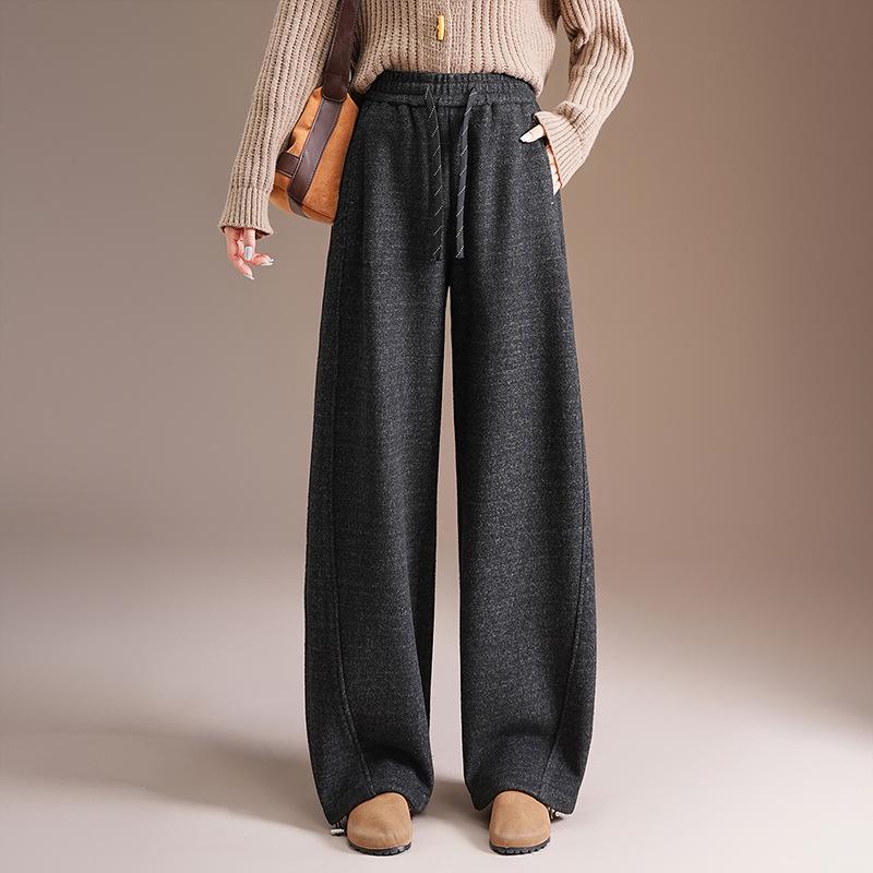 Women s High-End Velvet-Enhanced Fashionable Wide-Leg Trousers 30