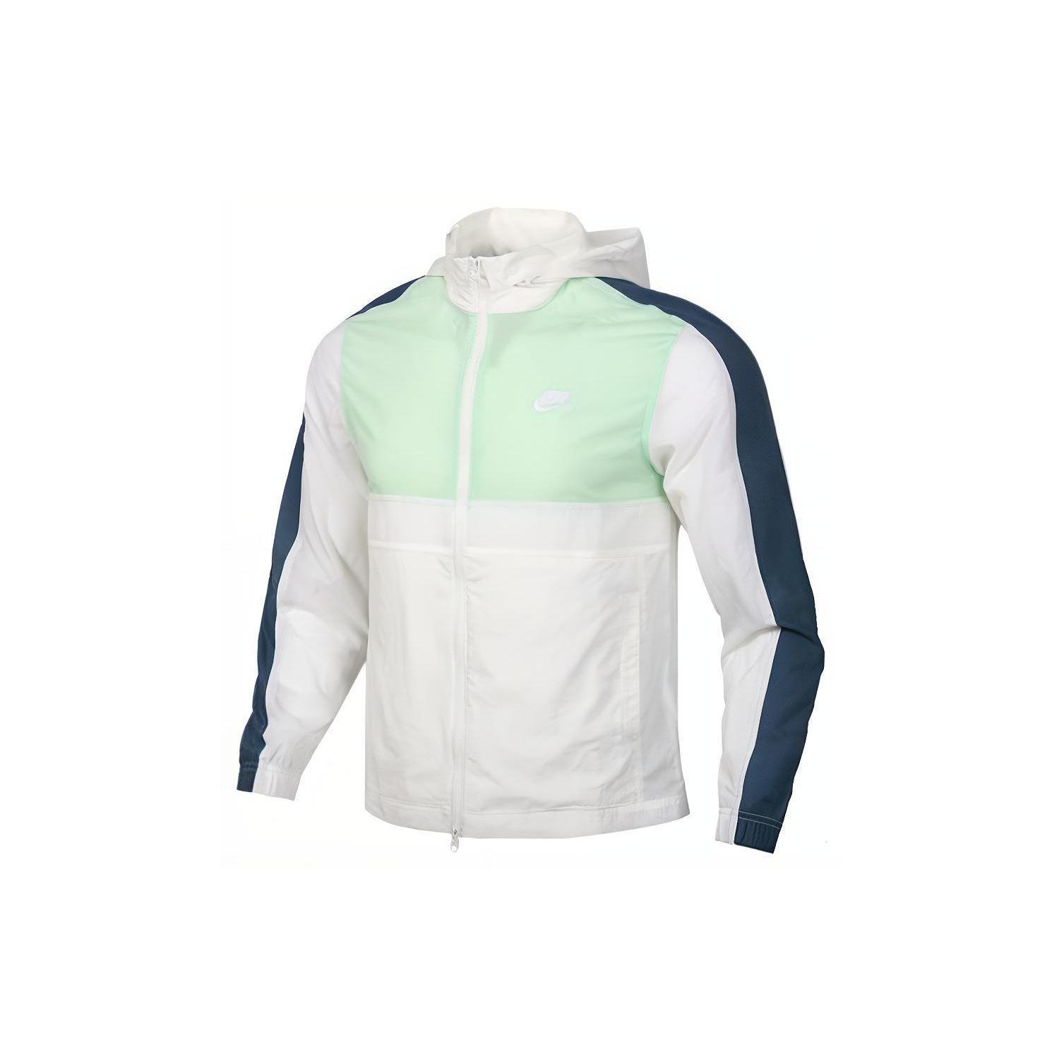 

Nike Спортивная одежда с тканым логотипом, компактная куртка с капюшоном, мужские куртки, белый, зеленый, CU4310-133 M