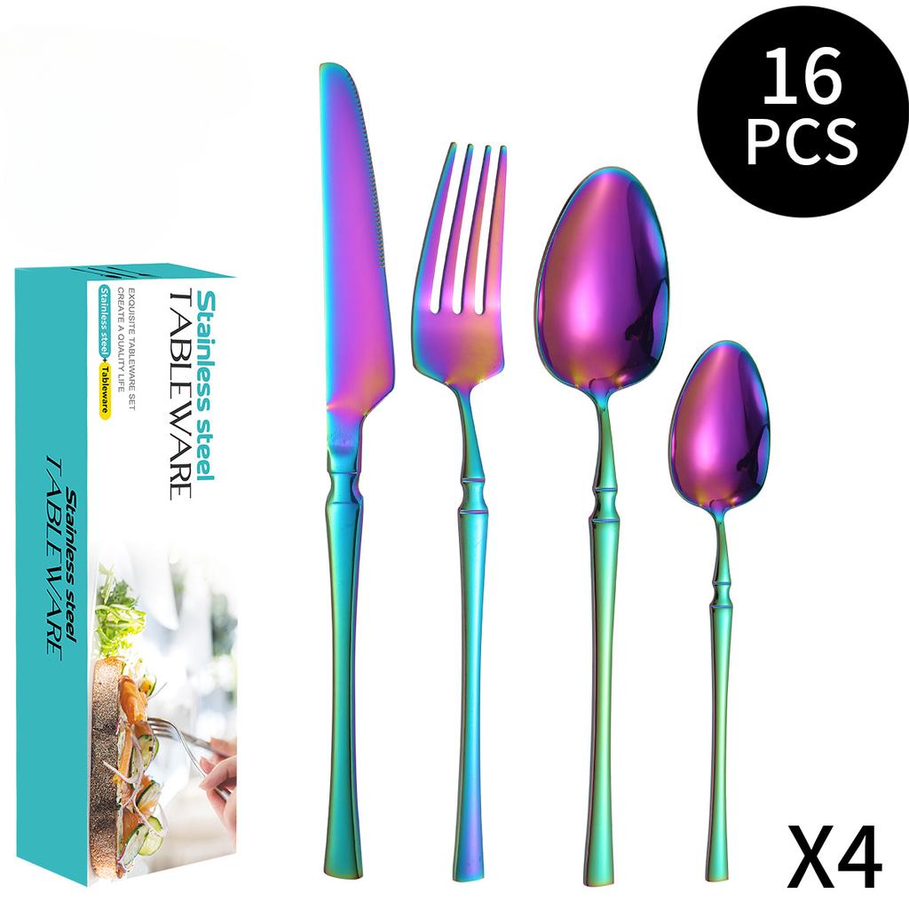 Acciaio inossidabile Ins stile francese piccolo vita luce lusso retrò stile spork per cibo in stile occidentale set da 16 pezzi
