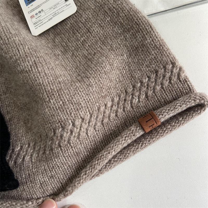 All-wool Knitted Hat, Autumn and Winter Loose Push Hat, Women's Ear Protectors, Headgear, Thermal Cover Hat, Wool Hat