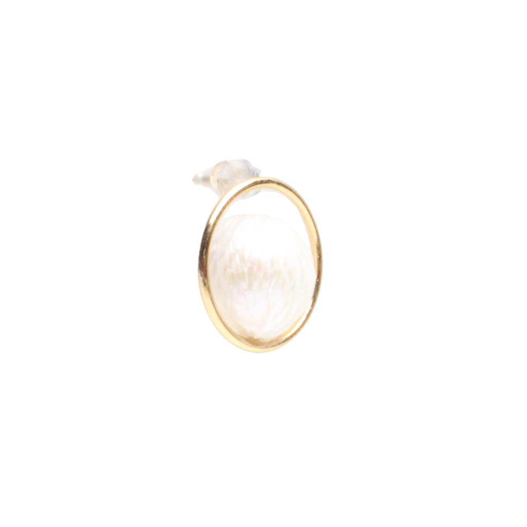 Bien Vetu Carving Pearl Ring Ring Gold-Filled Earrings