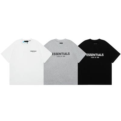 Fear of God Essentials Back Letter Print Oversized T-shirt Men Women Pure Cotton Casual Short Sleeve Tee 3 Colors