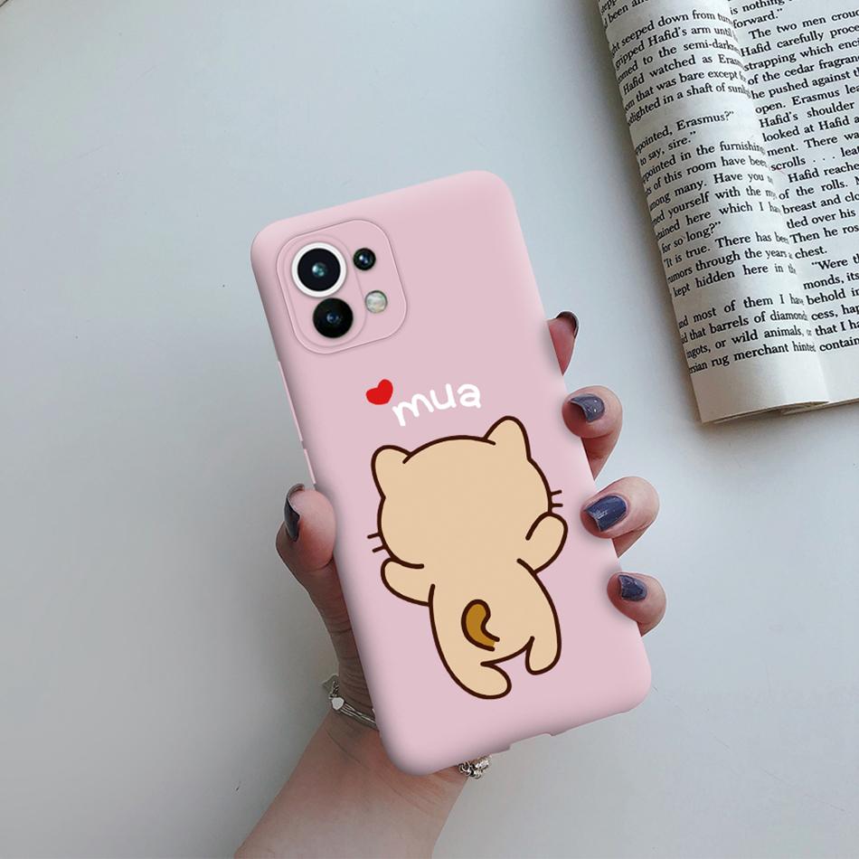 For Xiaomi Mi 11 Lite 5G NE 11i 11T Pro Case Cute Cat Love Heart Bumper Cover For Xiaomi Mi 11 11i Mi11 Lite 11t Pro 5G NE Case