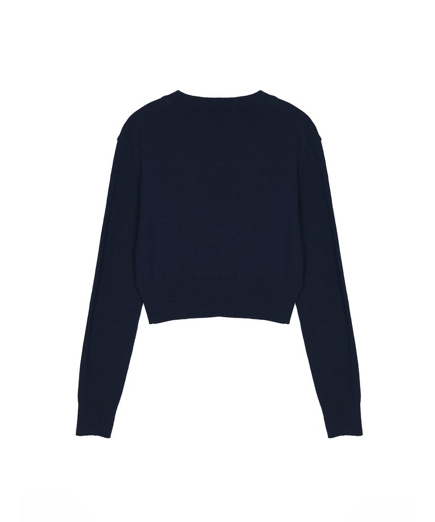 Nigaennikol Cashmere Butterfly Signature Crop Knit_Navy