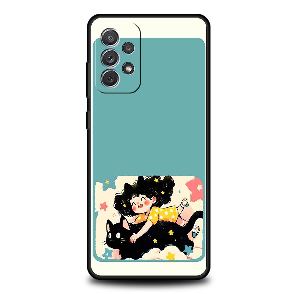 Süßer Cartoon Hund Katze Fahrzeug Hülle für Samsung A57 A37 A51 A71 A21S A17 A15 A25 A41 A23 A33 A53 A73 A07 A05S A13 A35 A55 5G Cover