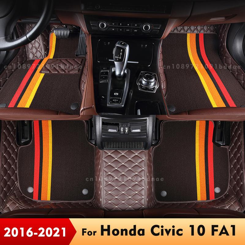 For Honda Civic 2016- 17 18 19 20 21 Double Layer Car Floor Mats  Auto Foot Pads Carpet Cover Interior Accessories