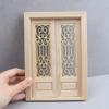 1:12 Dollhouse Double Wooden Door with Carved Screen, Unpainted DIY Openable Doors for Mini Room, Dollhouse Building Accessory