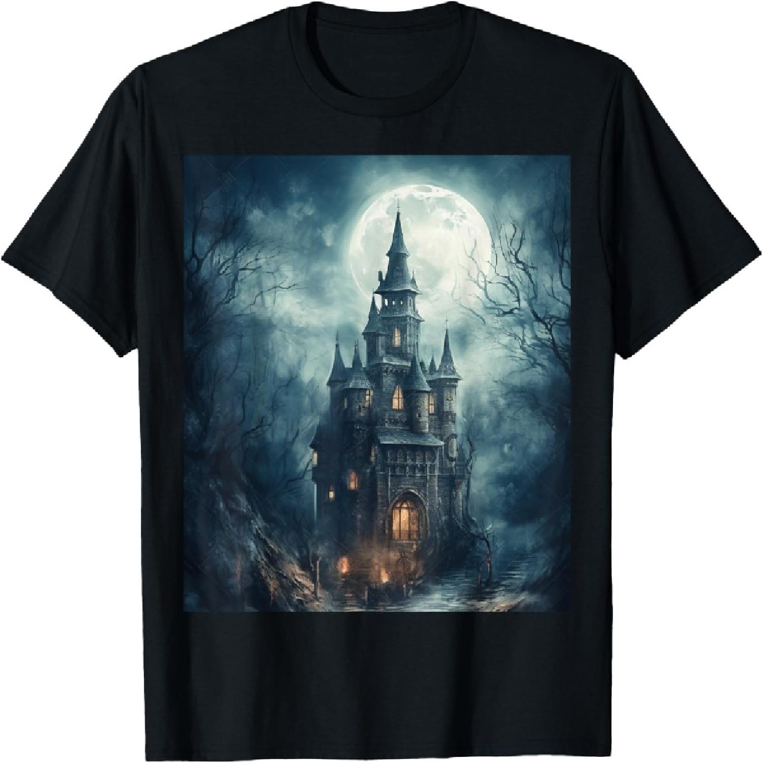 

Gothic Futurism Castle in the Old Ancient Forest T-Shirt S різнокольоровий