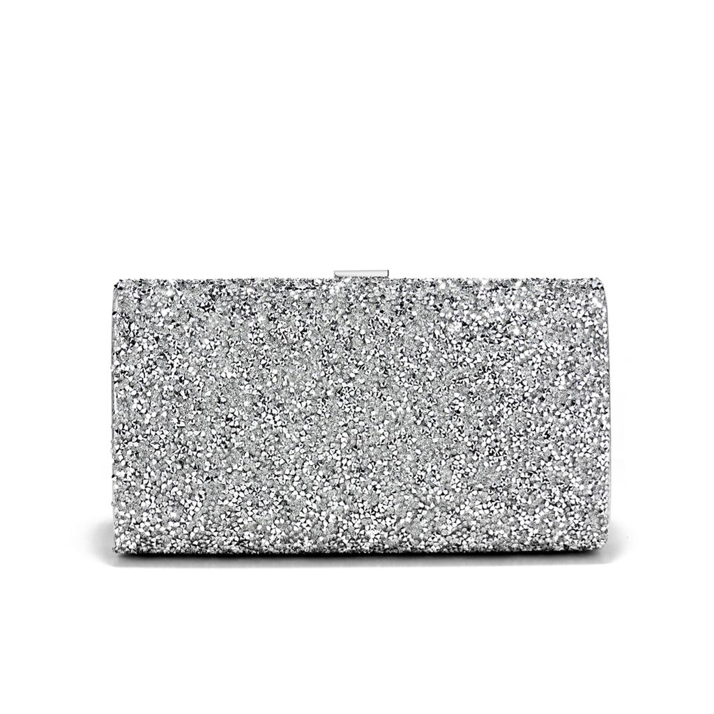 Rhinestones Fashion Evening Bags One Side Bling Silver Color Metal Chain Clutch Wedding Luxury Prom Dinner Handbags