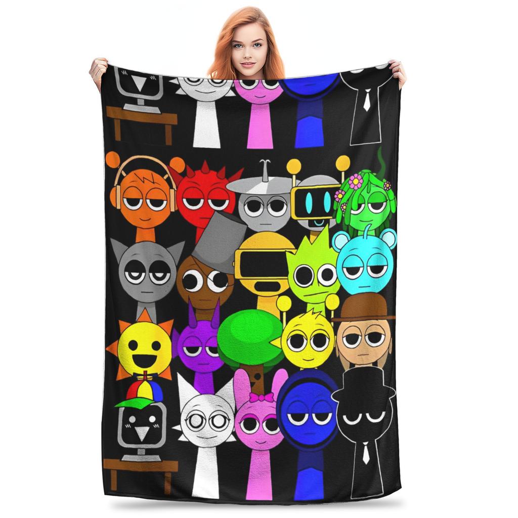 Game Sprunki Incredibox Blanket Flannel Funny Warm Throw Blanket for Bed Sofa Summer