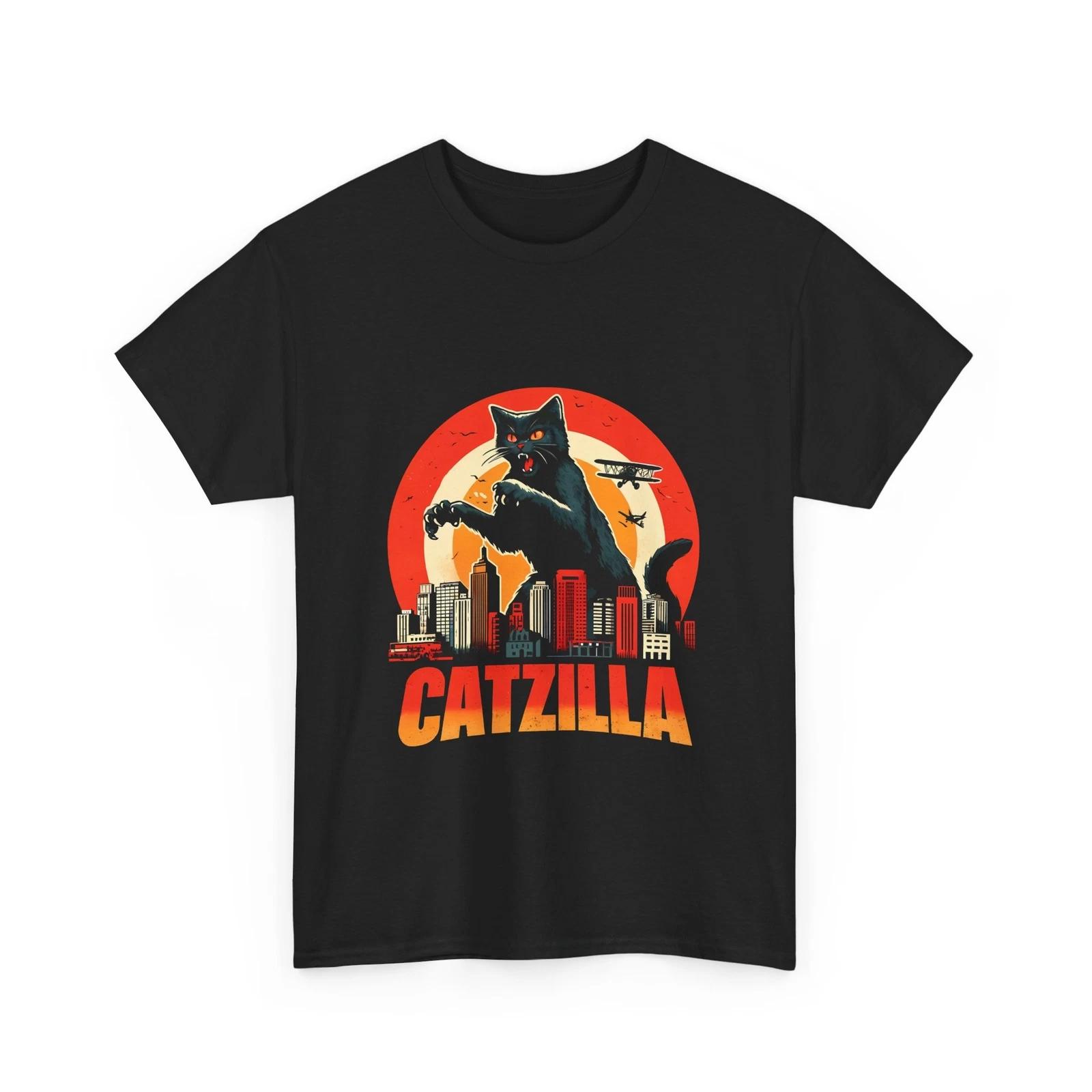 Catzilla Cat T-Shirt – Funny Monster Catzilla Godzilla Mashup Tee L