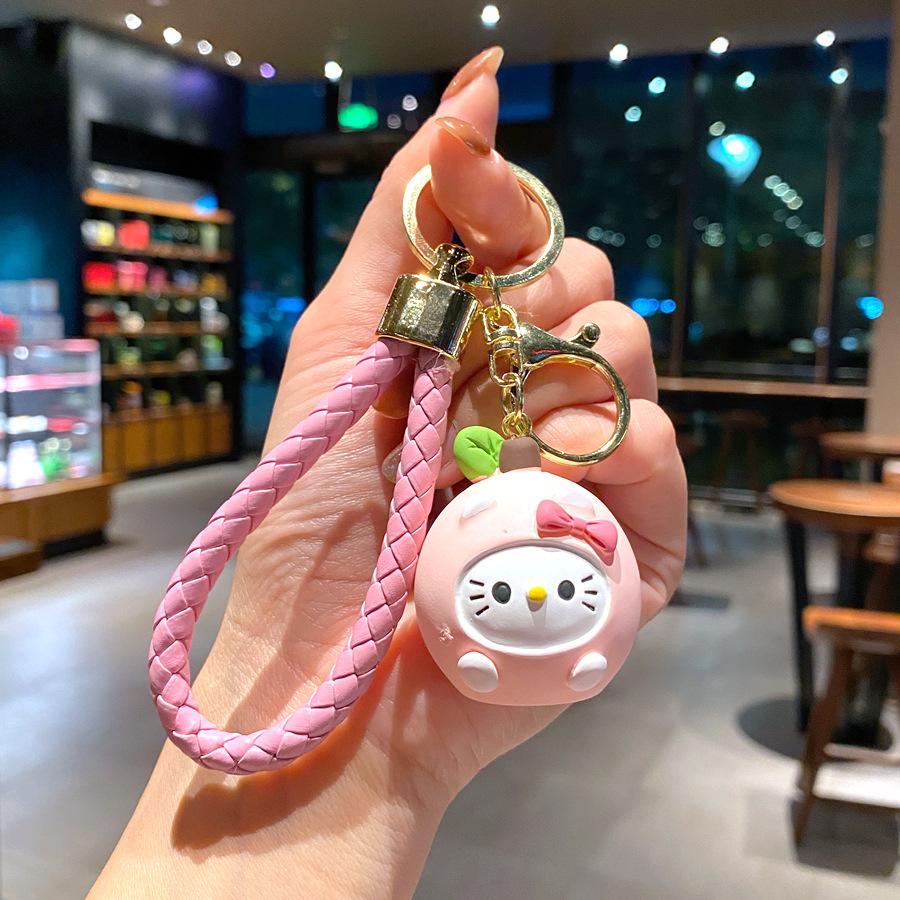 Creative Cartoon Teacup Kt Cat Keychain Hello Kitty Cute Pendant Schoolbag Pendant Girl Student Pendant