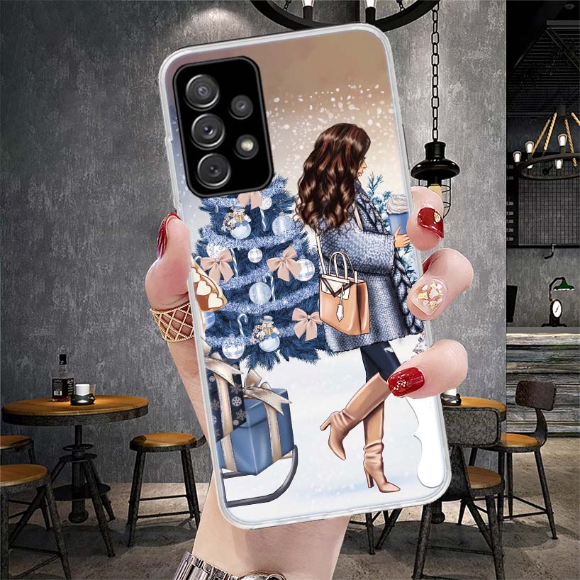 Christmas Girls Tree Gift Phone Case For Samsung Galaxy A13 A14 A15 A16 A17 A53 A54 A55 A56 A57 A33 A34 A35 A36 A37 A23 A24 A25