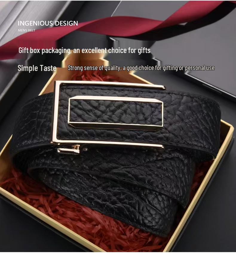Men's Luxury Genuine Leather Belt with Automatic Buckle - Business Casual, Inner Wear, High-End Trouser, Youth Style