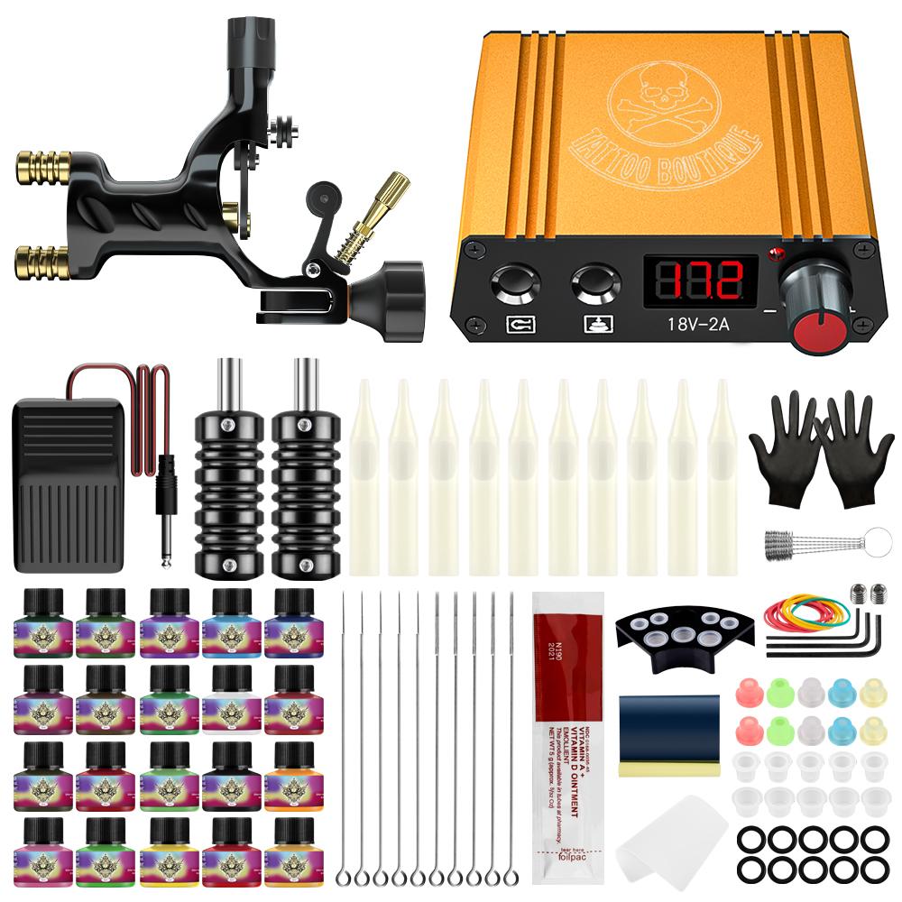 

PHOENIXY Профессиональный набор для татуировок Ротационный пулемет LED Источник питания Чернил Пигмент Набор Перманентный боди-арт Макияж Инструменты Полный набор татуировок
