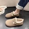 Autumn Winter New Large Thick Bottom with Cotton Thickened Women's Cotton Shoes One Step Full Pack Flat Bottomed Women's Boots