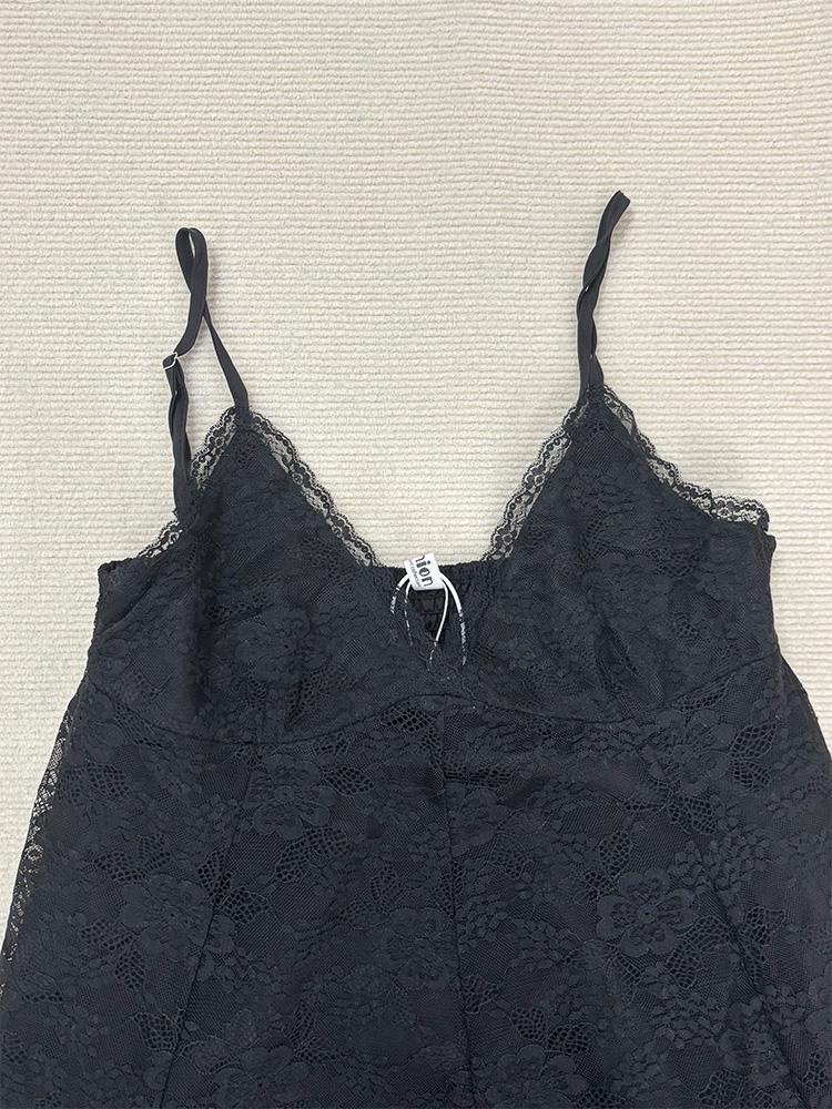 2025 Japanese Vintage Style Strap Dress Women Korean Fashion Black Lace Cami Dresses  Summer Sweet Patchwork New One Piece Dress