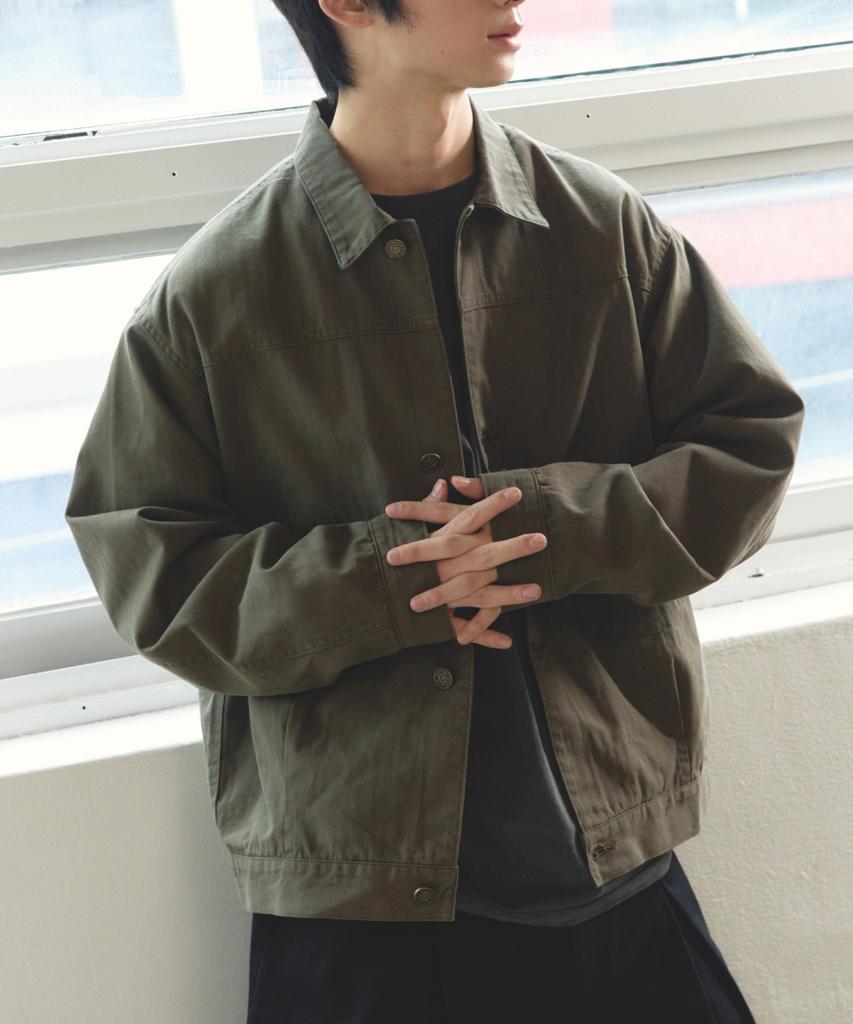 Eastserviceshop Welt Pocket Washed Cotton Trucker Jacket - Olive Khaki