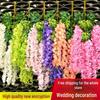 Artificial Wisteria Hanging Vine for Indoor Wedding Decor, Rattan Violet Floral Garland