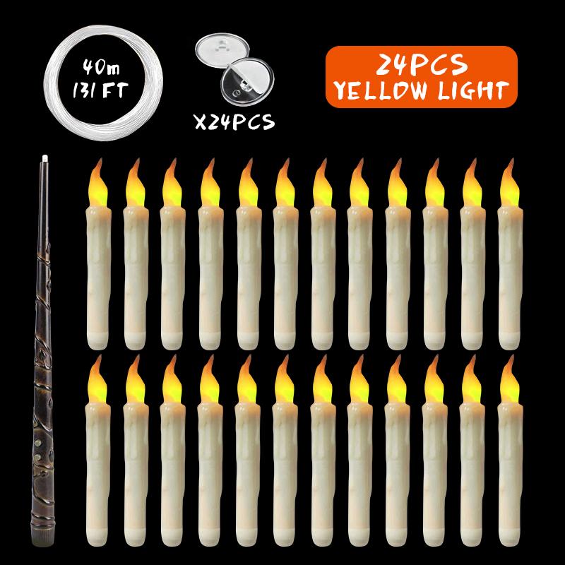 Magic Wand Remote Hanging Operated Potter Harries Battery Floating Candles Warm Light Decoration Halloween Flameless Candles 1PC
