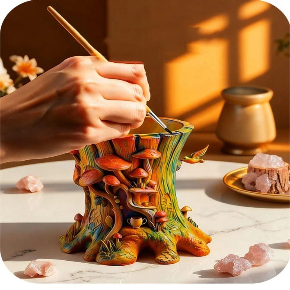 Weißer Kerzenhalter Form Mehrzweck Baumstumpf Form DIY Pflanzgefäß Form Kunst Handwerk