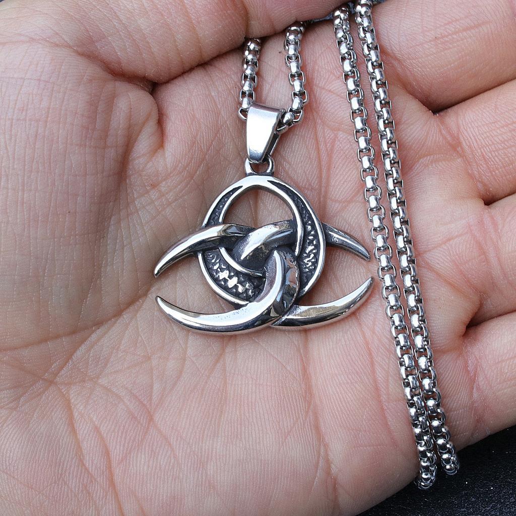 EUEAVAN Silver Trinity Celtic Knot Moon Pendant Necklace Stainless EUEAVAN Silver Trinity Celtic Knot Moon Pendant Necklace Stainless