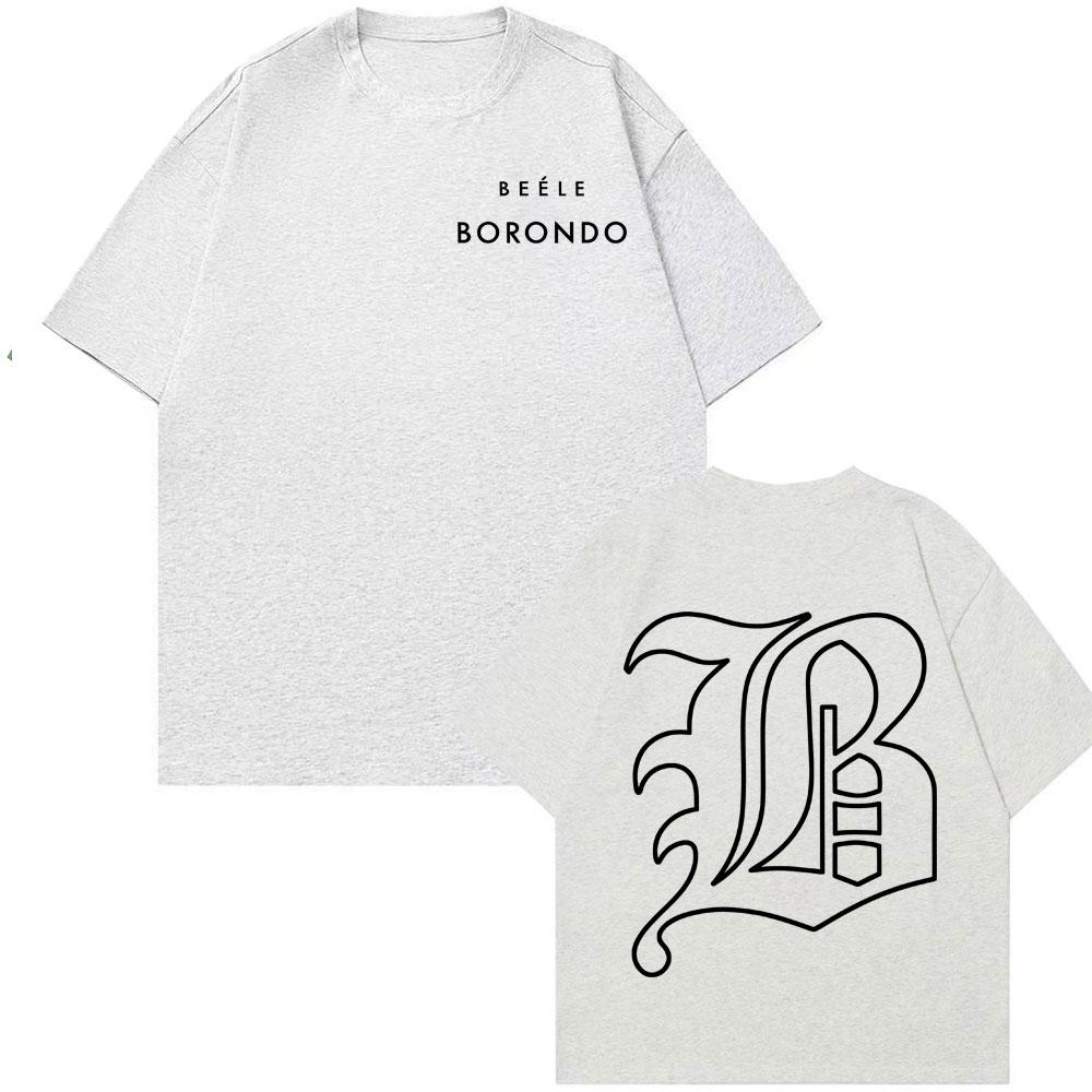 2025 Rapper BEELE Borondo Logo 100 Pure Cotton Printed Leisure Tshirt Men Women Fashion High Quality Crewneck Tops Fashion Y2k