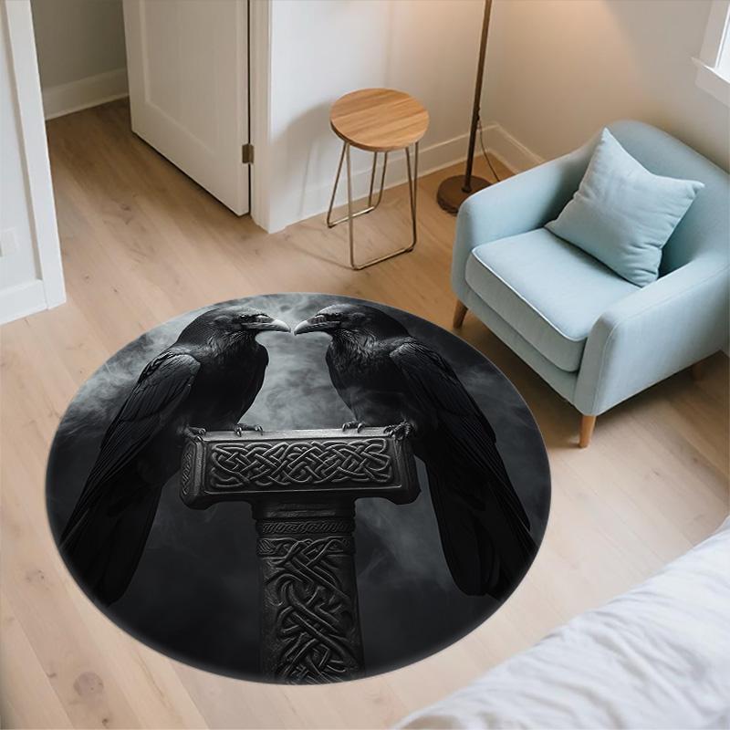 Crow,Round Area Rug,Carpet Rug for Living Room Bedroom Sofa Playroom Decor,Non-slip Floor Mat