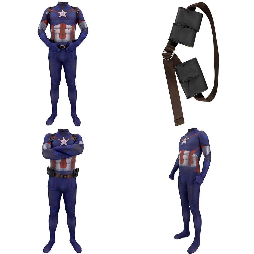 Och lättviktig Avengers Captain America Steve Rogers Zentai-kostym**